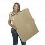 cute girl holding a old cardboard box